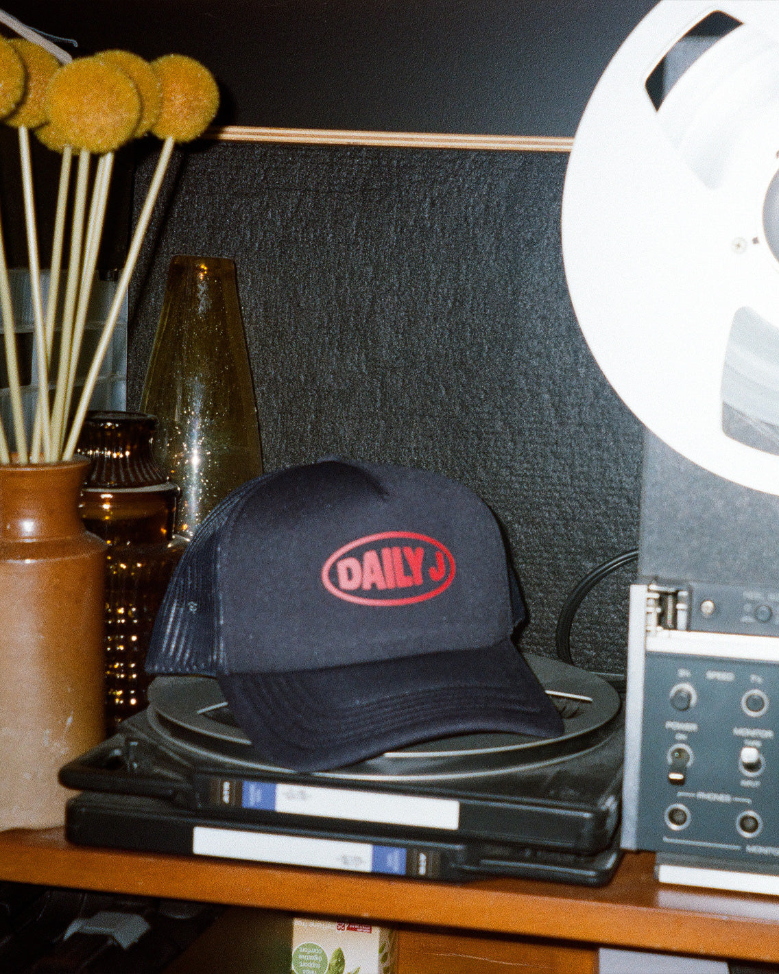 Trucker Hat - Navy + Red Retro Logo