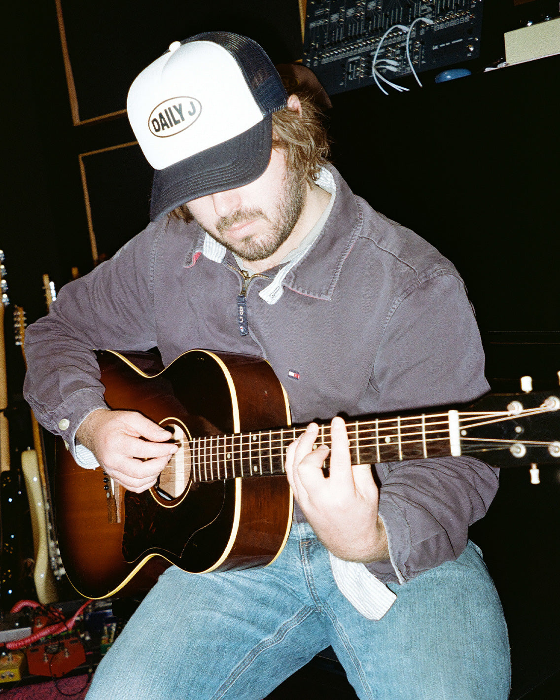 Trucker Hat - White + Navy Retro Logo